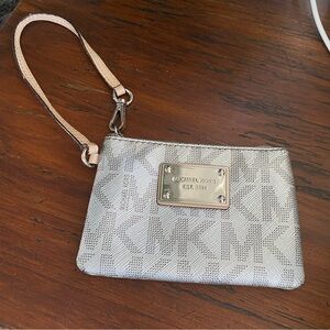 Michael Kors Metallic Silver Wristlet